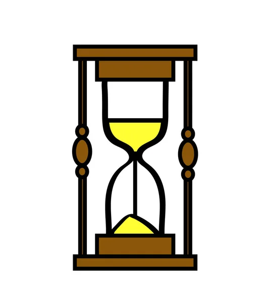 Reloj Arena Madera Sobre Fondo Blanco Ilustración Vectorial — Vector de stock