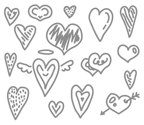 Collection Hearts Dark Background Vector Illustration — Stock Vector