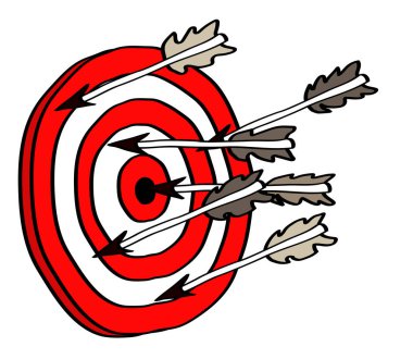 Target and arrows on a white background. A game. Vector illustration. clipart