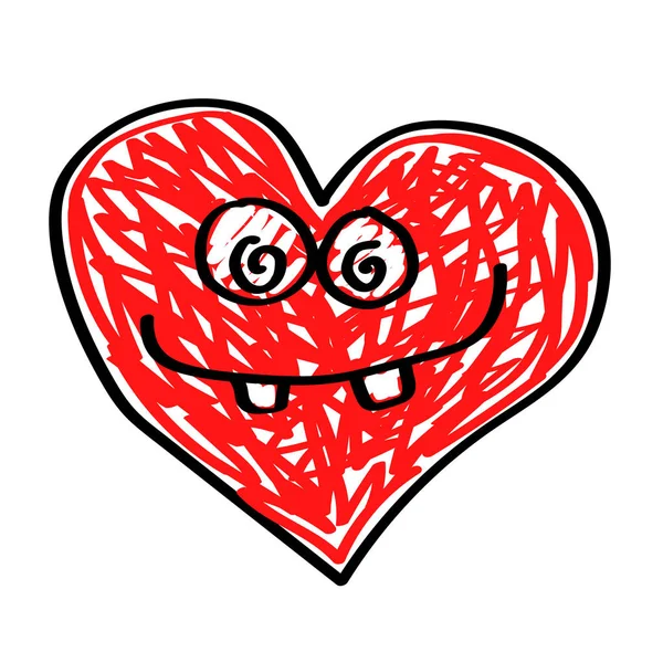 Смешное Красное Сердце Белом Фоне Векторная Иллюстрация — стоковый вектор