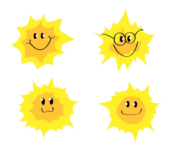 Sun White Background Collection Vector Illustration — Stock Vector