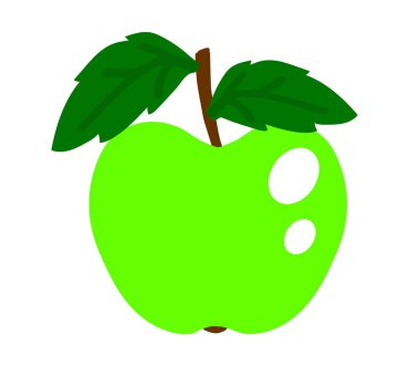 Beyaz arka planda olgun yeşil elma. Vektör illüstrasyonu.