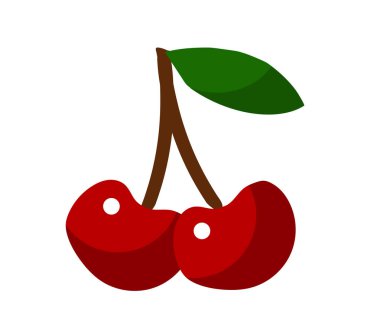 Beyaz bir arka planda olgun kiraz. Vektör Illustration.