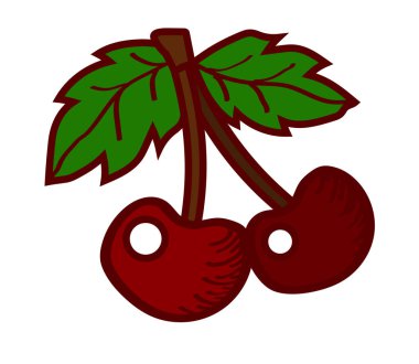 Beyaz bir arka planda olgun kiraz. Vektör Illustration.