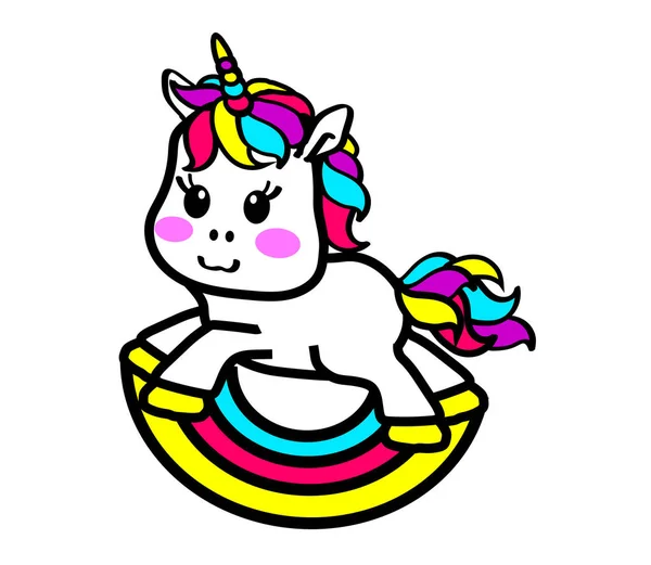 Pequeño Unicornio Arco Iris Ilustración Vectorial — Vector de stock