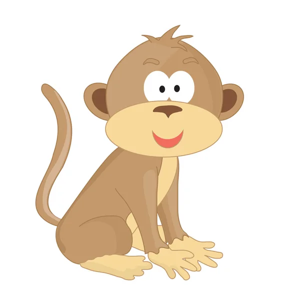 Mignon Singe Sur Fond Blanc Illustration — Photo