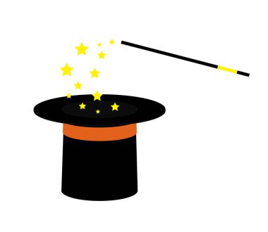 Beyaz arka planda sihirbaz şapkası. Vektör illüstrasyonu.