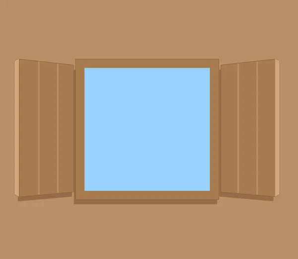 Ventana Madera Sobre Fondo Marrón Ilustración Vectorial — Vector de stock