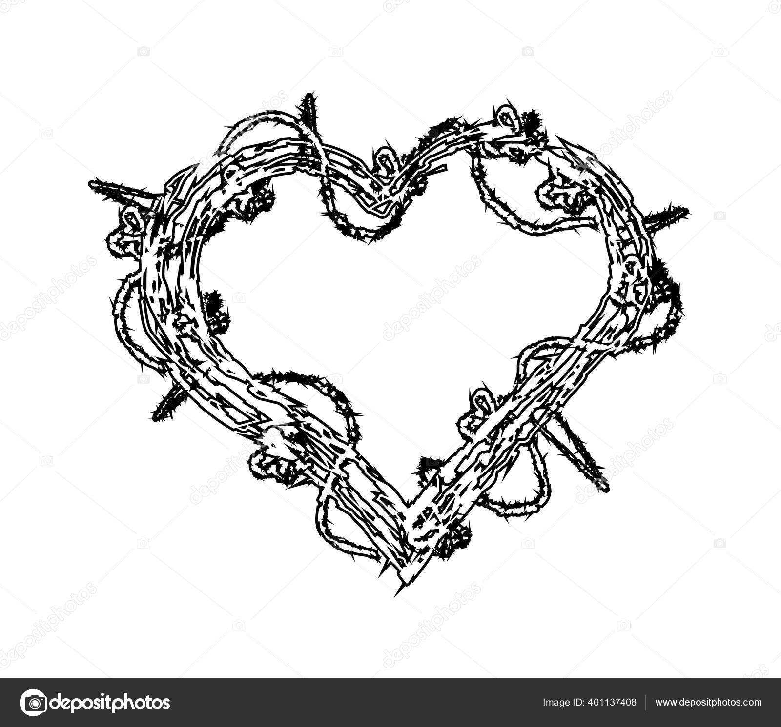 Herz Mit Dornen Auf Weißem Hintergrund Ornament Vektorillustration  Stock-Vektorbild von ©alina.ill.mail.ru 401137408, image size:1600x1491