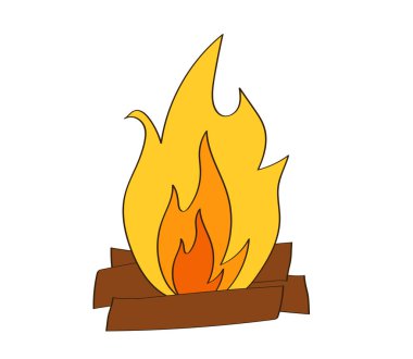 Beyaz arka planda yanan şenlik ateşi. Sembol. Vektör illüstrasyonu.