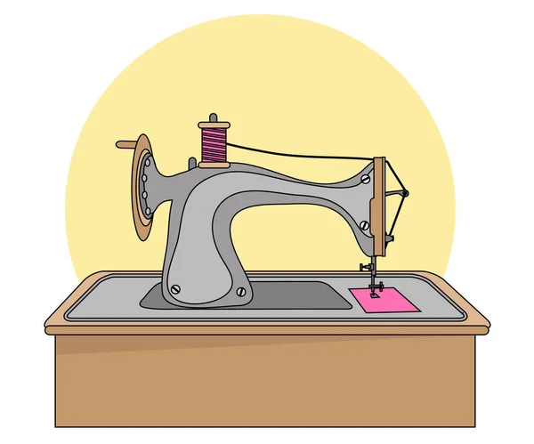 Eine Nähmaschine Auf Hellem Hintergrund Karikatur Vektorillustration — Stockvektor