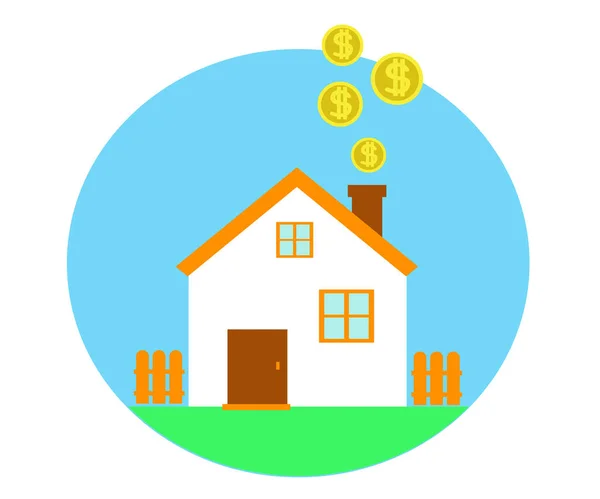 House Coins Background Cartoon Vector Illustration — Stock Vector