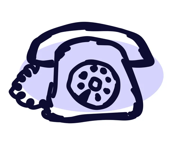 Retro Telefon Auf Weißem Hintergrund Skizze Vektorillustration — Stockvektor