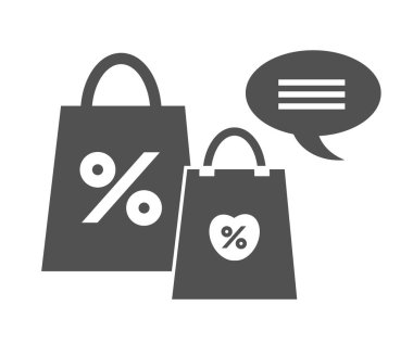 Beyaz arka planda alışveriş torbaları ve indirimler. Sembol. Vektör illüstrasyonu.