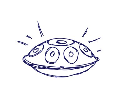 Beyaz arka planda el davulu. Robot resim. Vektör illüstrasyonu.