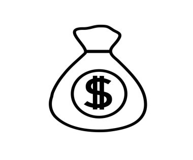 Beyaz arka planda para çantası. Siluet. Vektör illüstrasyonu.