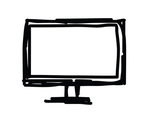 Monitor Computer Sfondo Bianco Schizzo Illustrazione Vettoriale — Vettoriale Stock