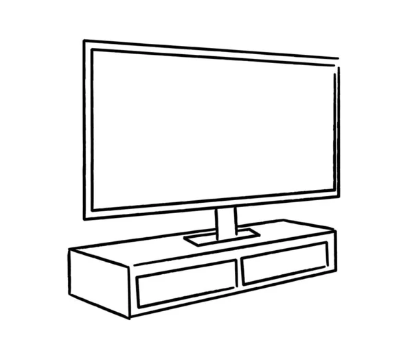 Monitor Komputerowy Białym Tle Szkic Ilustracja Wektora — Wektor stockowy