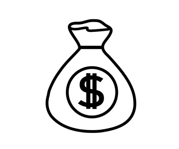Money Bag White Background Silhouette Vector Illustration — Stock Vector