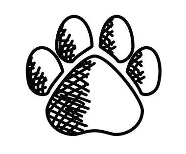 Arka planda köpek ayak izi. Köpek ayak izi. Vektör illüstrasyonu.