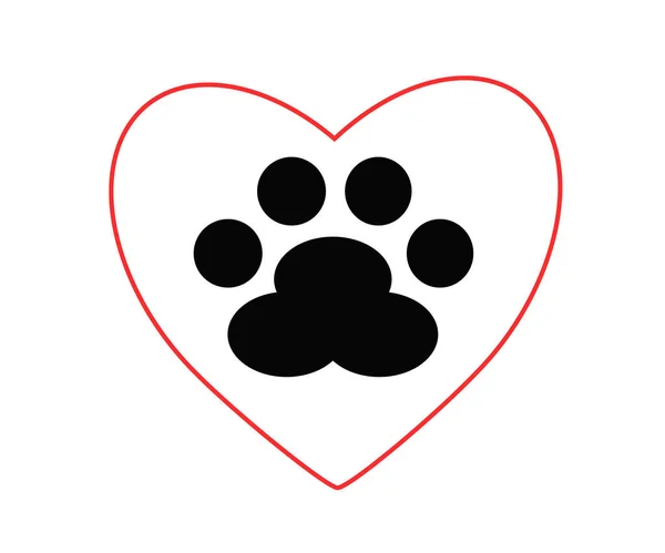 Dog Footprint Heart White Background Symbol Vector Illustration — Stock Vector