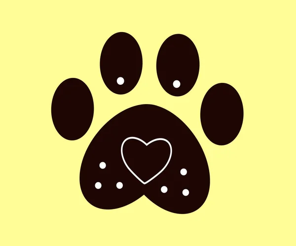 Arka planda köpek ayak izleri. Simge. Vektör illüstrasyonu.
