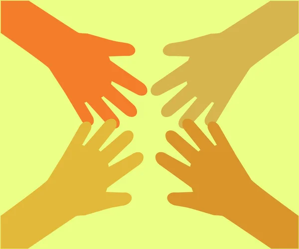 Χέρια Διαφορετικών Ανθρώπων Μαζί Σύμβολο Εικονογράφηση Διανύσματος — Διανυσματικό Αρχείο