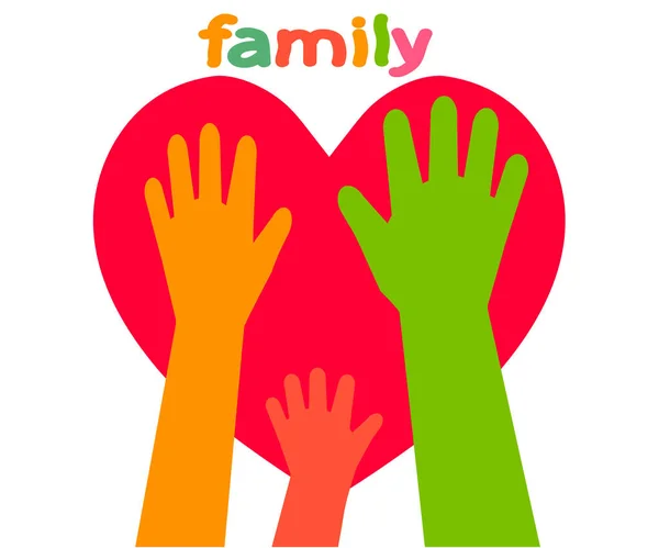 Pessoas Mãos Coração Fundo Branco Uma Família Ilustração Vetorial —  Vetores de Stock