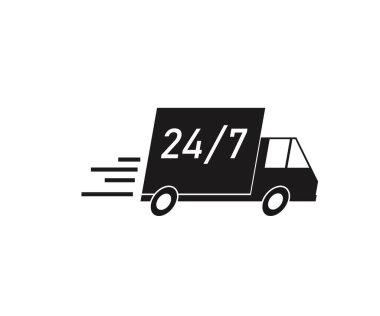 Ulaşım ya da teslimat. Sembol. Vektör illüstrasyonu.