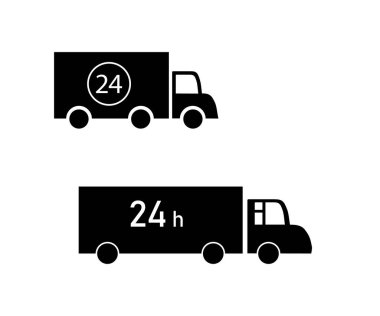 Beyaz arka planda bir kamyon. Ulaşım ya da teslimat. Sembol. Vektör illüstrasyonu.