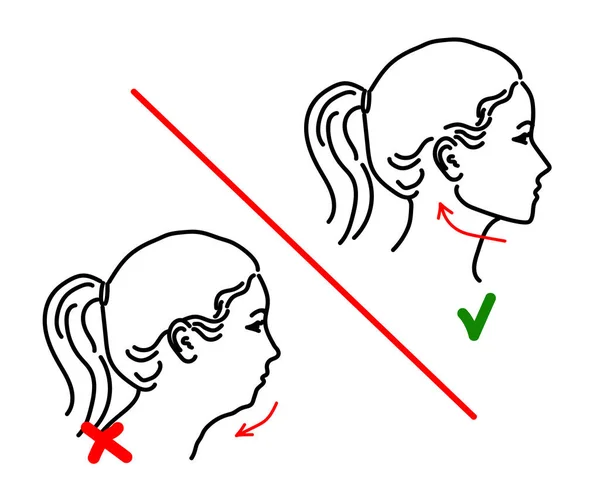 Silhouette Female Head White Background Facial Correction Posture Vector Illustration — Stock Vector