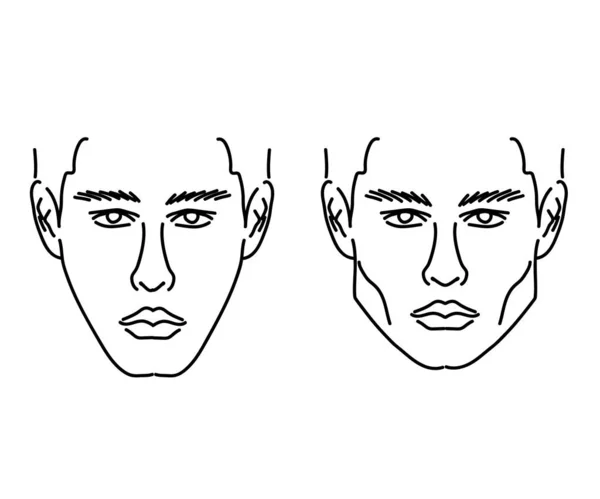 Silueta Rostro Masculino Fondo Corrección Forma Cara Barbilla Ilustración Vectorial — Archivo Imágenes Vectoriales