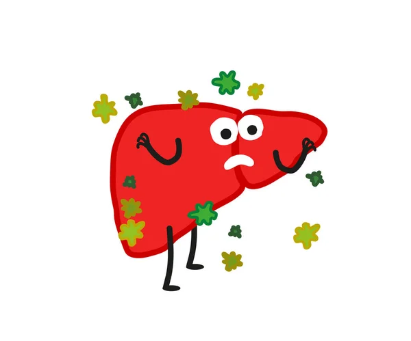 Fígado Humano Toxinas Desenhos Animados Ilustração Vetorial — Vetor de Stock