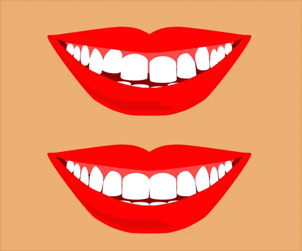 Χαμόγελο Και Δόντια Στο Βάθος Γελοιογραφία Εικονογράφηση Διανύσματος — Διανυσματικό Αρχείο