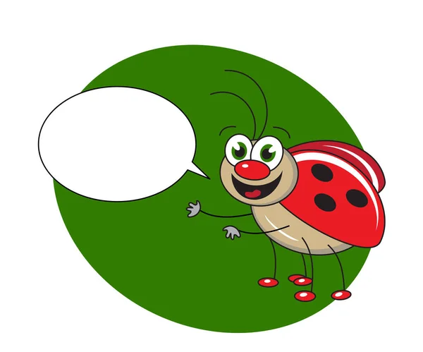 Coccinella Sfondo Verde Cartone Animato Illustrazione Vettoriale — Vettoriale Stock