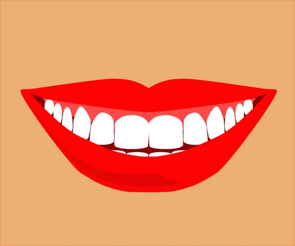 Uśmiech Zębami Beżowym Tle Kreskówka Wektor — Wektor stockowy