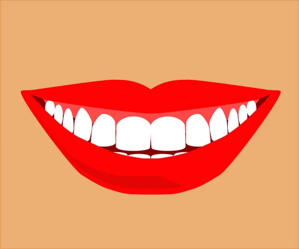 Smile Teeth Beige Background Cartoon Vector — Stock Vector