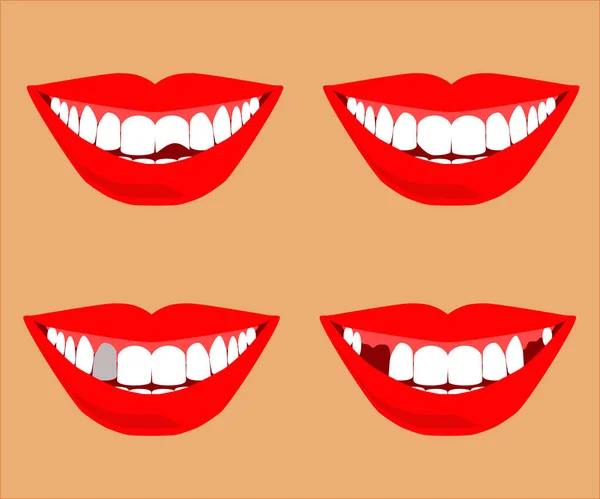 Χαμογελάστε Δόντια Στο Βάθος Γελοιογραφία — Διανυσματικό Αρχείο