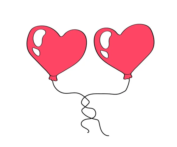 Δύο Ροζ Καρδιές Λευκό Φόντο Εικονογράφηση Διανύσματος — Διανυσματικό Αρχείο