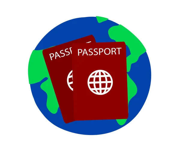 Paszport Planeta Białym Tle Kreskówka Ilustracja Wektora — Wektor stockowy