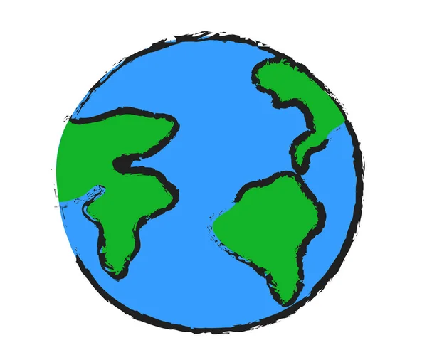 Planet Bumi Dengan Latar Belakang Putih Kartun Ilustrasi Vektor - Stok Vektor
