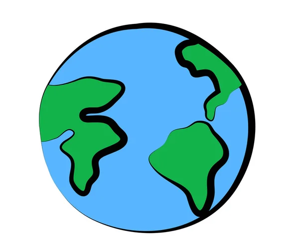 Planeta Země Bílém Pozadí Karikatura Vektorová Ilustrace — Stockový vektor