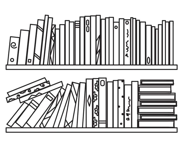 Boekenplank Een Witte Achtergrond Silhouet Vectorillustratie — Stockvector