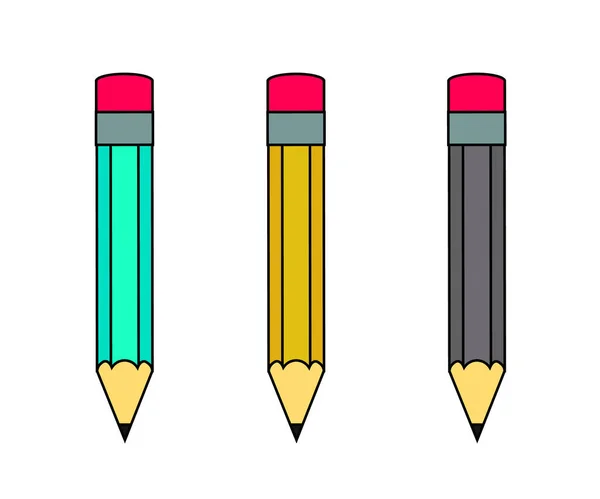 Lápis Coloridos Sobre Fundo Branco Ilustração Vetorial —  Vetores de Stock