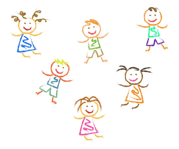 Various Children Having Fun White Background Children Drawing Vector Illustration — Stock Vector