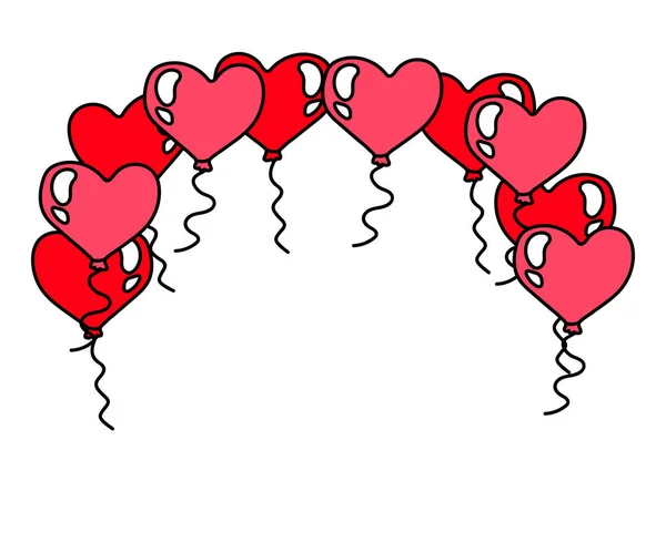 Μπαλόνια Σχήμα Καρδιάς Γελοιογραφία Εικονογράφηση Διανύσματος — Διανυσματικό Αρχείο