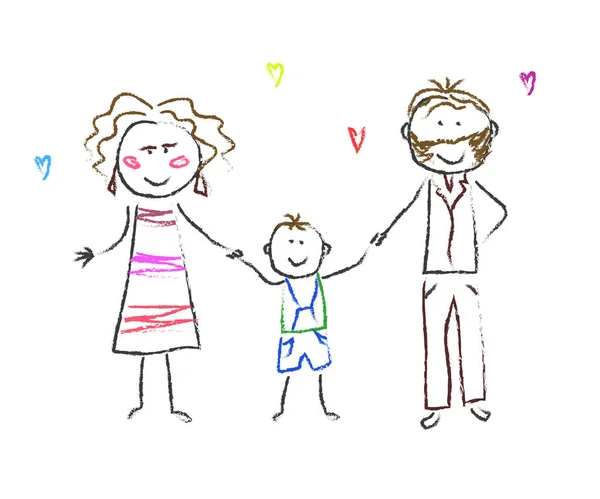 Joyeux Famille Sur Fond Blanc Dessin Enfants Illustration Vectorielle — Image vectorielle