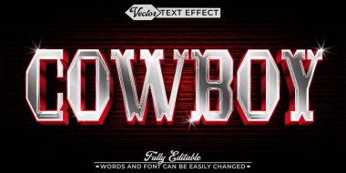 Kovboy Vektör Düzenlenebilir Metin Efekti Şablonu