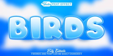 Kuş Vektörü Düzenlenebilir Metin Efekti Şablonu