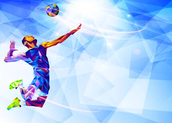 Ilustración Silueta Abstracta Del Jugador Voleibol Triángulo Jugador Voleibol Deporte — Vector de stock